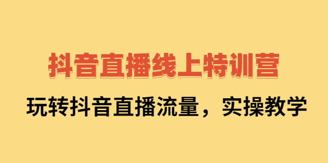 抖音直播线上特训营：玩转抖音直播流量，实操教学-智领未来创业网