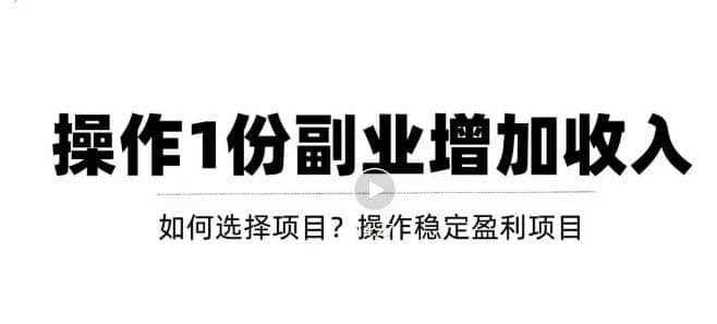 新手如何通过操作副业增加收入，从项目选择到玩法分享！【视频教程】-智领未来创业网