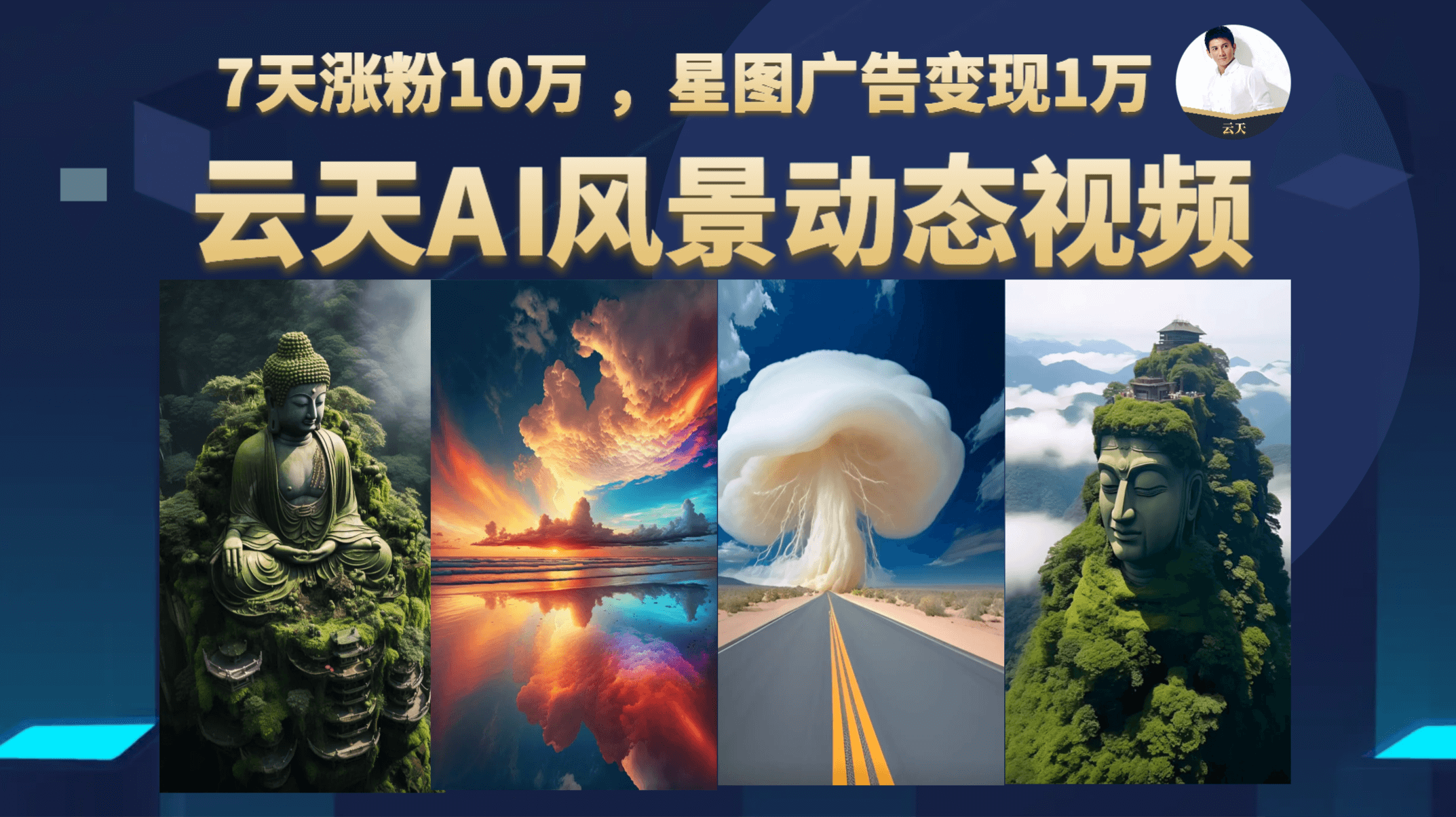 云天AI风景动图视频制作，7天涨粉10万 ，星图广告变现1万-智领未来创业网