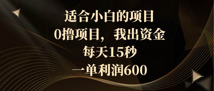 适合小白的项目，0撸项目，我出资金，每天15秒，一单利润600-智领未来创业网