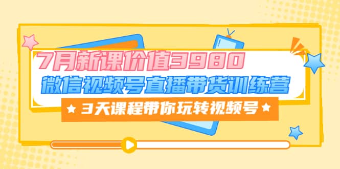 微信视频号直播带货训练营，3天课程带你玩转视频号：7月新课价值3980-智领未来创业网