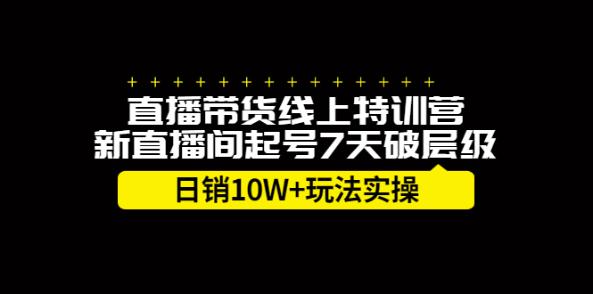 直播带货线上特训营，新直播间起号7天破层级日销10万玩法实操-智领未来创业网