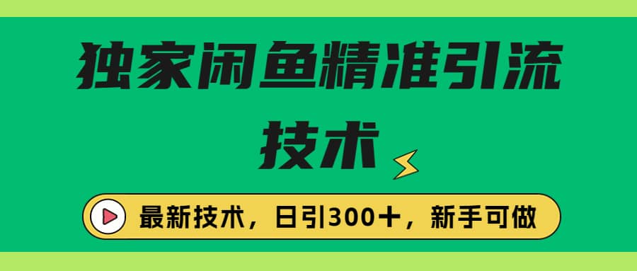 独家闲鱼引流技术，日引300＋实战玩法-智领未来创业网