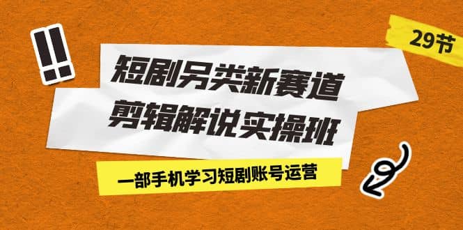 短剧另类新赛道剪辑解说实操班：一部手机学习短剧账号运营（29节 价值500）-智领未来创业网
