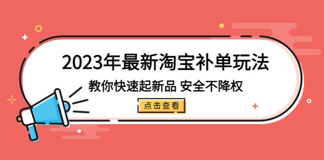 2023年最新淘宝补单玩法，教你快速起·新品，安全·不降权（18课时）-智领未来创业网