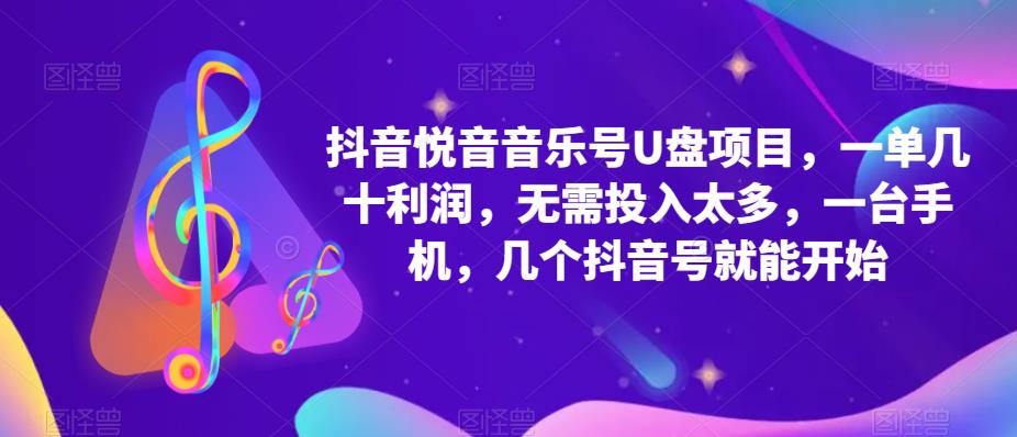 抖音音乐号U盘项目 一单几十利润 无需投入太多 一台手机 几个抖音号就开始-智领未来创业网