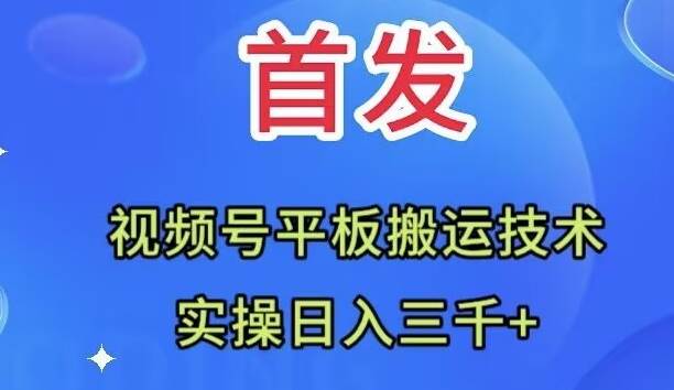 全网首发：视频号平板搬运技术，实操日入三千＋-智领未来创业网
