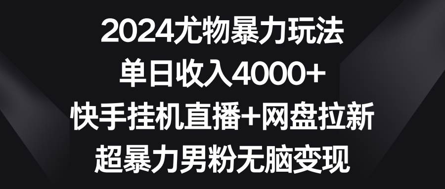 2024尤物暴力玩法 单日收入4000+快手挂机直播+网盘拉新 超暴力男粉无脑变现-智领未来创业网