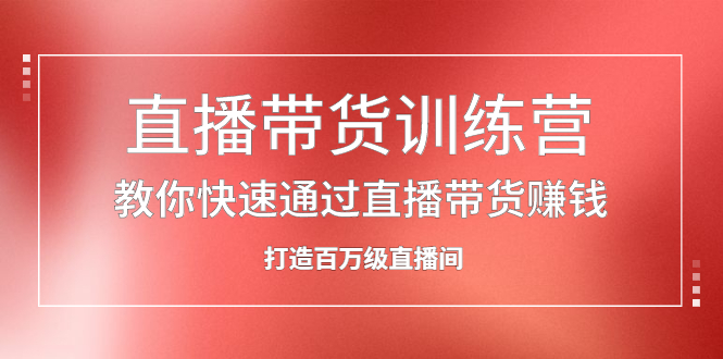 直播带货训练营，教你快速通过直播带货赚钱，打造百万级直播间-智领未来创业网