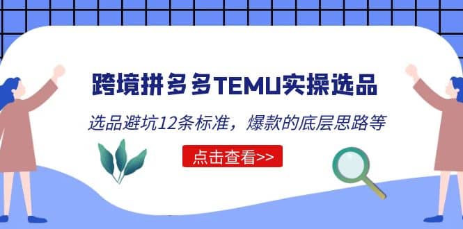 跨境拼多多TEMU实操选品运营方法，选品避坑12条标准，爆款的底层思路等-智领未来创业网