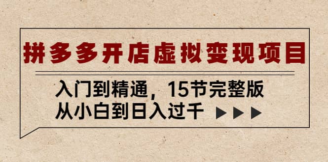 拼多多开店虚拟变现项目：入门到精通（15节完整版）-智领未来创业网