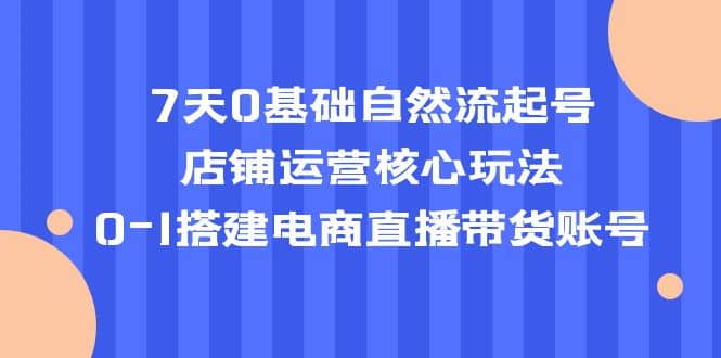 7天0基础自然流起号，店铺运营核心玩法，0-1搭建电商直播带货账号-智领未来创业网