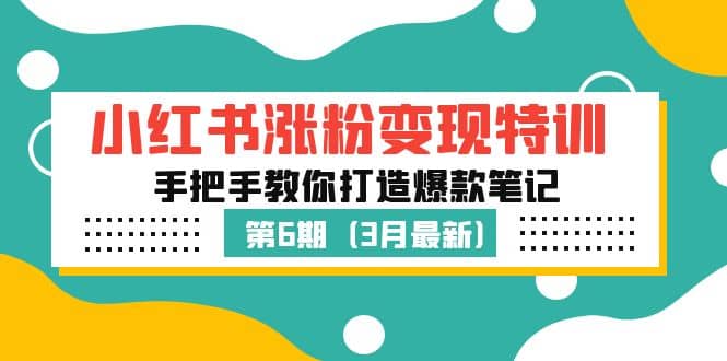 小红书涨粉变现特训·第6期，手把手教你打造爆款笔记（3月新课）-智领未来创业网