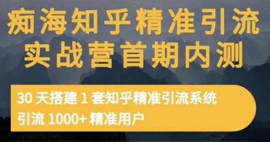 痴海知乎精准引流实战营1-2期，30天搭建1套知乎精准引流系统，引流1000+精准用户-智领未来创业网