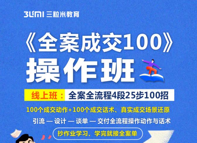 《全案成交100》全案全流程4段25步100招，操作班-智领未来创业网