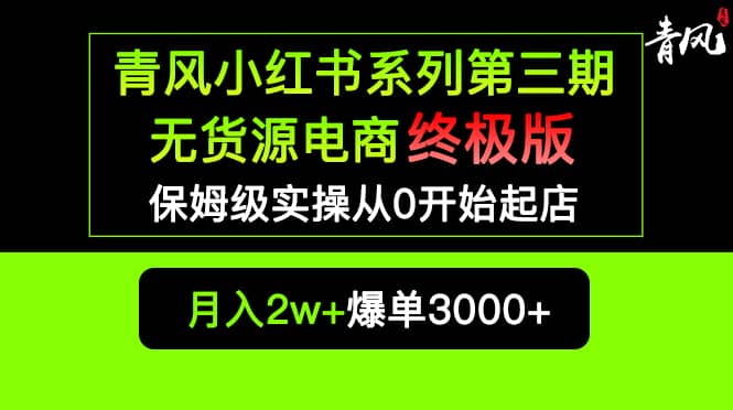 小红书无货源电商爆单终极版【视频教程+实战手册】保姆级实操从0起店爆单-智领未来创业网
