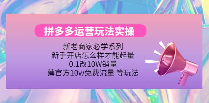 多多运营玩法实操-智领未来创业网