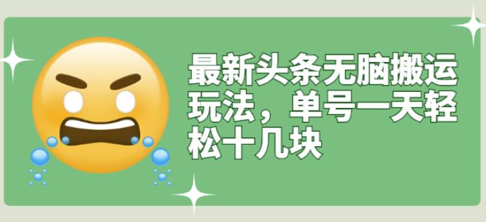 最新头条无脑搬运玩法，单号一天轻松十几块【视频教程+搬运软件】-智领未来创业网