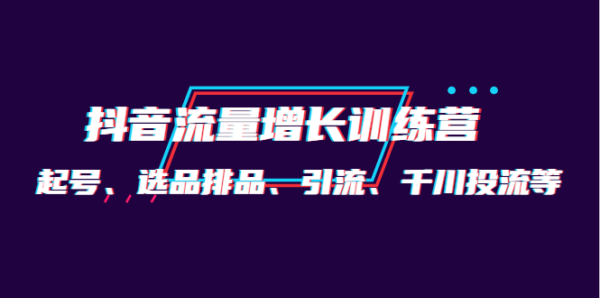 月销1.6亿实操团队·抖音流量增长训练营：起号、选品排品、引流 千川投流等-智领未来创业网