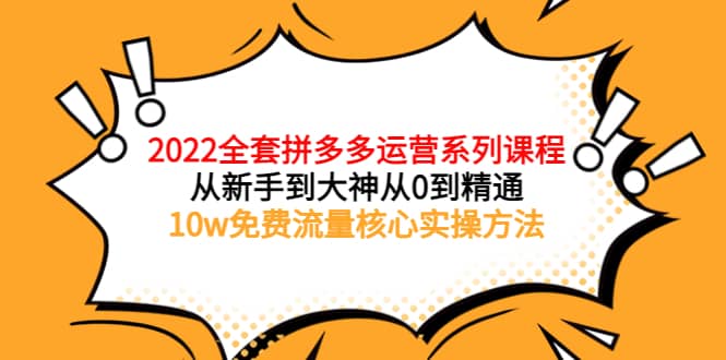 2022全套拼多多运营课程，从新手到大神从0到精通，10w免费流量核心实操方法-智领未来创业网
