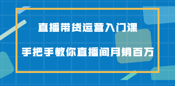 直播带货运营入门课，手把手教你直播间月销百万-智领未来创业网