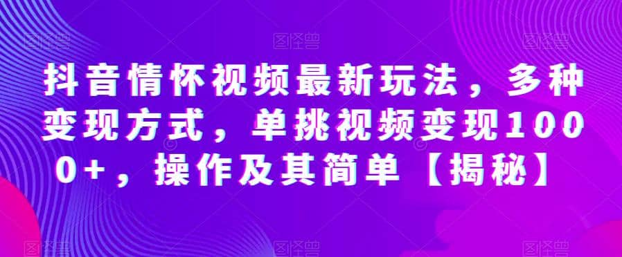 抖音情怀视频最新玩法，多种变现方式，单挑视频变现1000+，操作及其简单【揭秘】-智领未来创业网