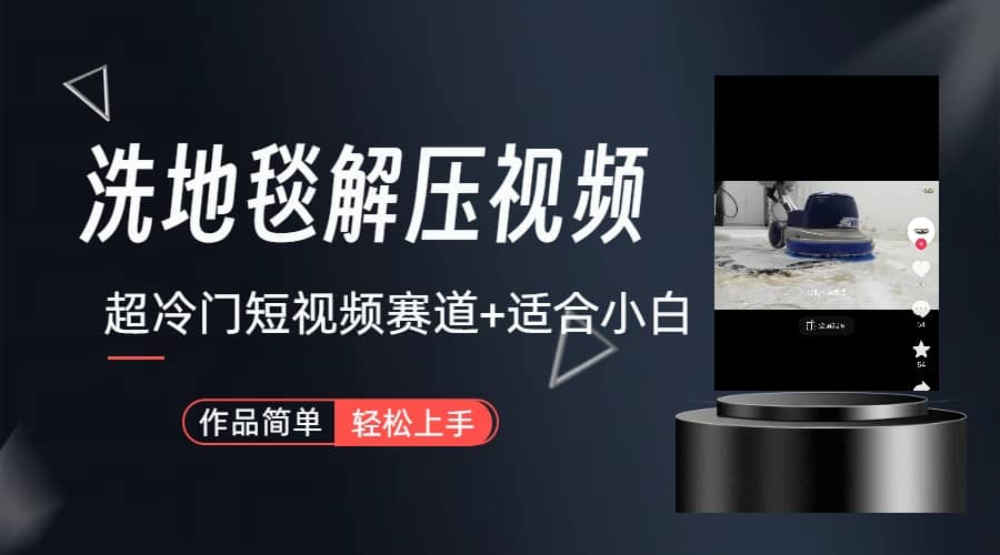 超冷门抖音短视频赛道-清洗地毯解压视频-简单无脑怼作品（教程+素材）-智领未来创业网