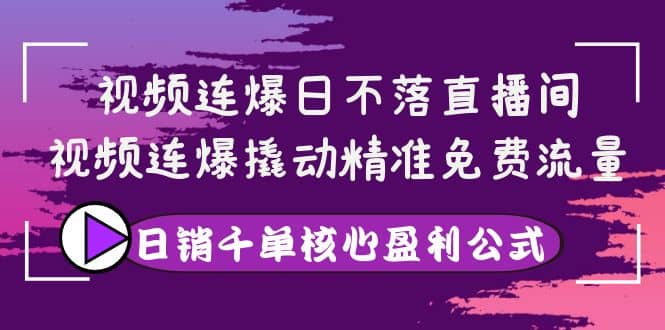 视频连爆日不落直播间，视频连爆撬动精准免费流量，日销千单核心盈利公式-智领未来创业网