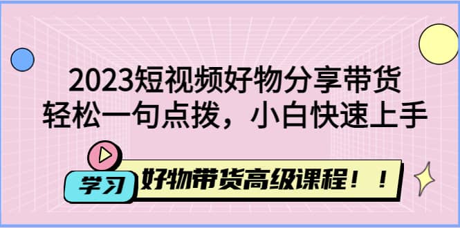 2023短视频好物分享带货，好物带货高级课程，轻松一句点拨，小白快速上手-智领未来创业网