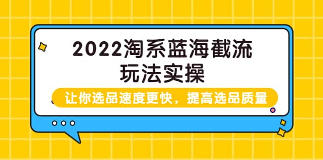 2022淘系蓝海截流玩法实操：让你选品速度更快，提高选品质量（价值599）-智领未来创业网