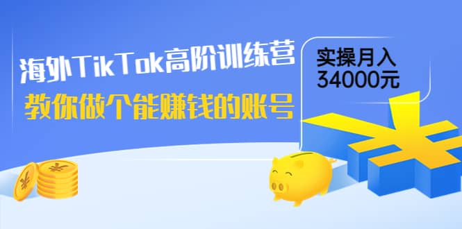 海外TikTok高阶训练营：教你做个能赚钱的账号，实操月入34000元！-智领未来创业网