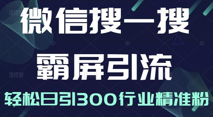 微信搜一搜霸屏引流课，打造被动精准引流系统，轻松日引300行业精准粉【无水印】-智领未来创业网