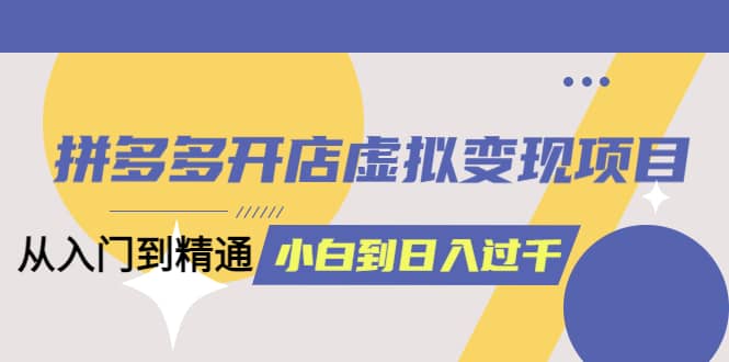 拼多多开店虚拟变现项目：入门到精通 从小白到日入1000（完整版）4月10更新-智领未来创业网