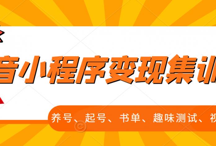 抖音小程序变现集训课，养号、起号、书单、趣味测试、视频剪辑，全套流程-智领未来创业网