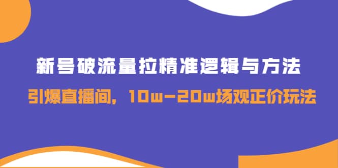 新号破流量拉精准逻辑与方法，引爆直播间，10w-20w场观正价玩法-智领未来创业网
