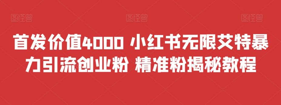 首发价值4000 小红书无限艾特暴力引流创业粉 精准粉揭秘教程-智领未来创业网