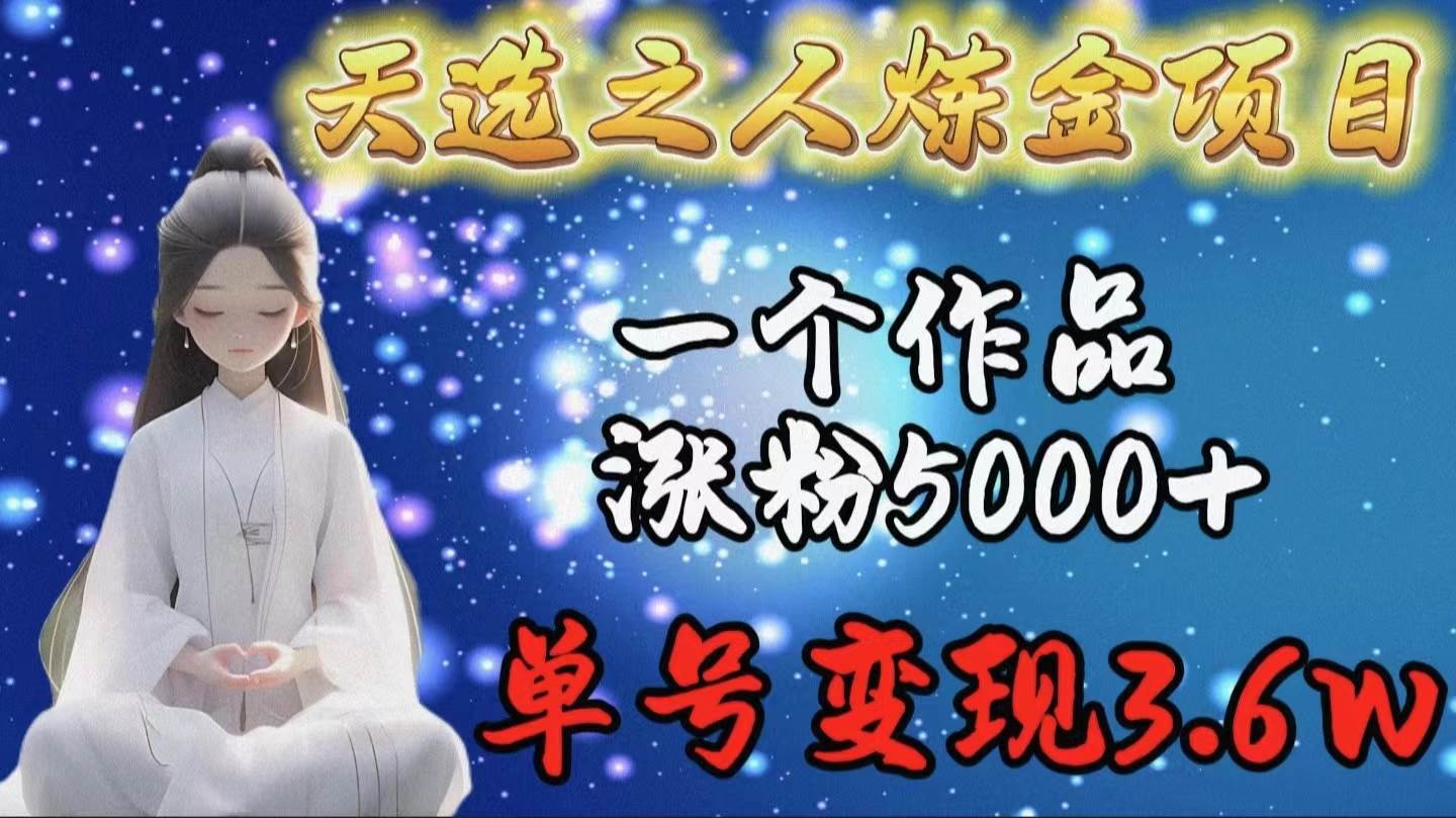 天选之人炼金项目，一个作品涨粉5000+，单号变现3.6w-智领未来创业网