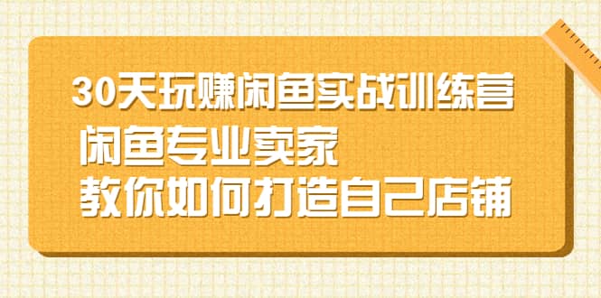 30天玩赚闲鱼实战训练营，闲鱼专业卖家教你如何打造自己店铺-智领未来创业网