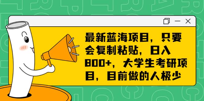 最新蓝海项目，只要会复制粘贴，日入800+，大学生考研项目，目前做的人极少-智领未来创业网