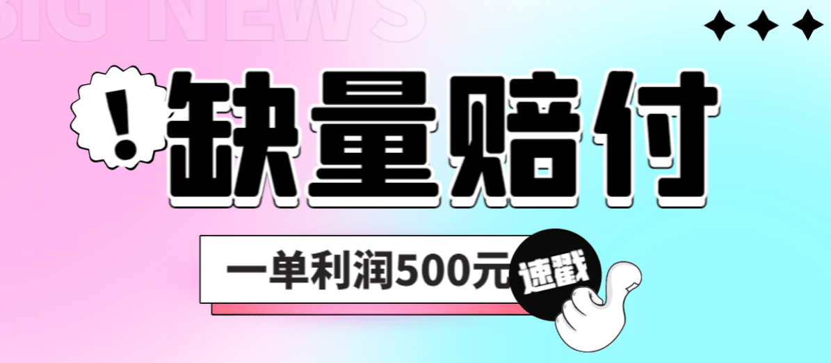 最新多平台缺量赔付玩法，简单操作一单利润500元-智领未来创业网