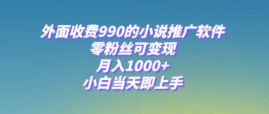 小说推广软件，零粉丝可变现，月入1000+，小白当天即上手【附189G素材】-智领未来创业网