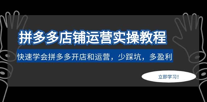 拼多多店铺运营实操教程：快速学会拼多多开店和运营，少踩坑，多盈利-智领未来创业网
