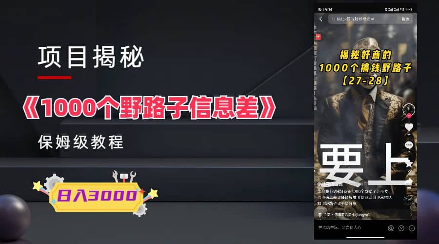 1000个野路子信息差保姆式教程-单日变现3000+的玩法解密-智领未来创业网