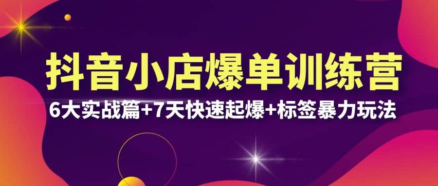 抖音小店爆单训练营VIP线下课：6大实战篇+7天快速起爆+标签暴力玩法(32节)-智领未来创业网