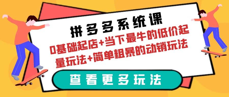 拼多多系统课：0基础起店+当下最牛的低价起量玩法+简单粗暴的动销玩法-智领未来创业网