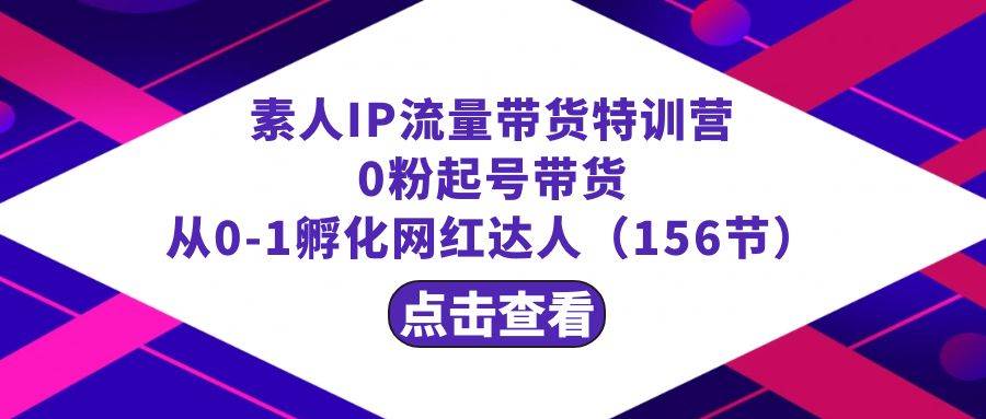 繁星·计划素人IP流量带货特训营：0粉起号带货 从0-1孵化网红达人（156节）-智领未来创业网