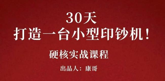 康哥30天打造一台小型印钞机：躺赚30万的项目完整复盘（视频教程）-智领未来创业网
