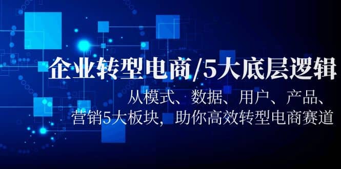 企业转型电商/5大底层逻辑，从模式 数据 用户 产品 营销5大板块，高效转型-智领未来创业网