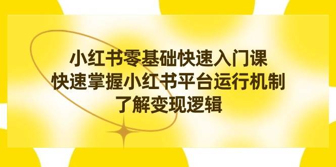 小红书0基础快速入门课，快速掌握小红书平台运行机制，了解变现逻辑-智领未来创业网