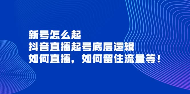 新号怎么起，抖音直播起号底层逻辑，如何直播，如何留住流量等-智领未来创业网